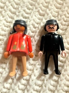 Vintage Geobra Playmobil 1974 Klicky Toy Figures Set Pianist/Cleaner & Native Am